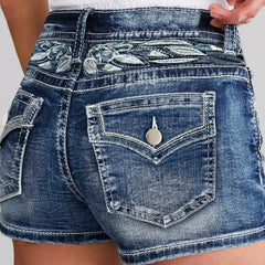 High Waist Denim Shorts Slim Fit Wrap Hip Women Jeans Pants