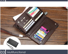 Long Business Men's Leather Wallet Purse For Male Causal Large Capacity