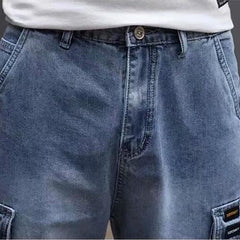 Men's Solid Color Denim Shorts, Korean Version Of The Trend Cargo Poplin Pants