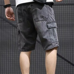 Men's Solid Color Denim Shorts, Korean Version Of The Trend Cargo Poplin Pants