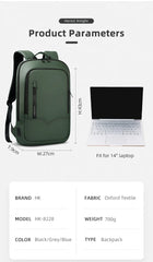 Heroic Knight Men Business Backpack Multifunction Slim Laptop Bag
