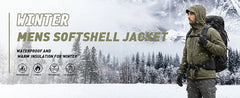Men's Waterproof Tactical Softshell Jacket Winter Warm Fleece Hooded Coat