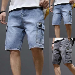 Men's Solid Color Denim Shorts, Korean Version Of The Trend Cargo Poplin Pants
