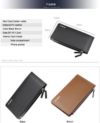 Brand Long Credit Card Holder Men's Leather Wallet With Coin Pocket