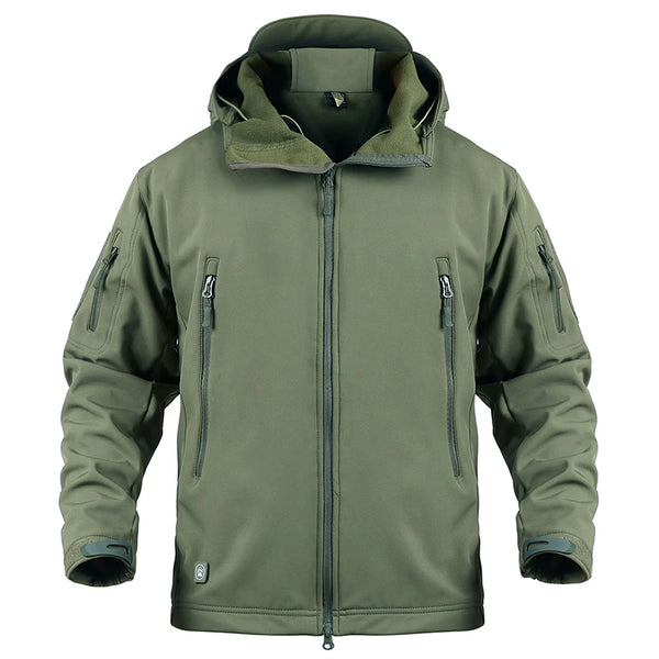 Men's Waterproof Tactical Softshell Jacket Winter Warm Fleece Hooded Coat