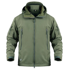 Men's Waterproof Tactical Softshell Jacket Winter Warm Fleece Hooded Coat