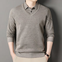 Men's Fleece Lining Sweater Autumn Winter Pullover Polo Shirt Top Clothes