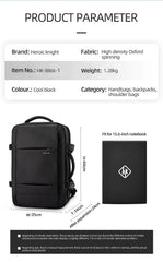 Heroic Knight Travel Backpack Men Business Waterproof Backpack Bag