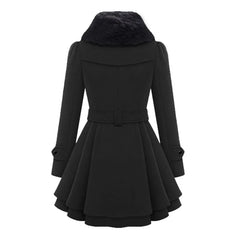 Women Vintage Woolen Windbreaker Warm Button Up Asymmetrical Clothes