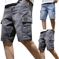 Men's Solid Color Denim Shorts, Korean Version Of The Trend Cargo Poplin Pants