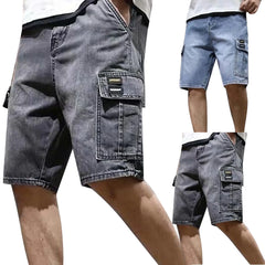 Men's Solid Color Denim Shorts, Korean Version Of The Trend Cargo Poplin Pants