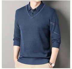 Men's Fleece Lining Sweater Autumn Winter Pullover Polo Shirt Top Clothes