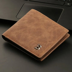 New Retro Men Short Wallet with Zipper Coin Bag Men Leather Wallet