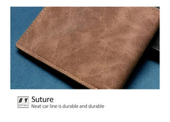 New Retro Men Short Wallet with Zipper Coin Bag Men Leather Wallet