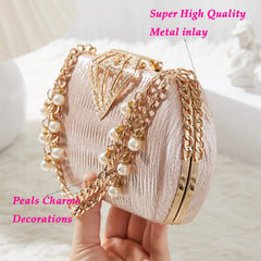 Luxury Evening Clutch Bag for Women With Pearl Decor Diamond Dinner Bag