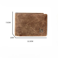 New Retro Men Short Wallet with Zipper Coin Bag Men Leather Wallet