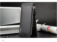 Brand Long Credit Card Holder Men's Leather Wallet With Coin Pocket