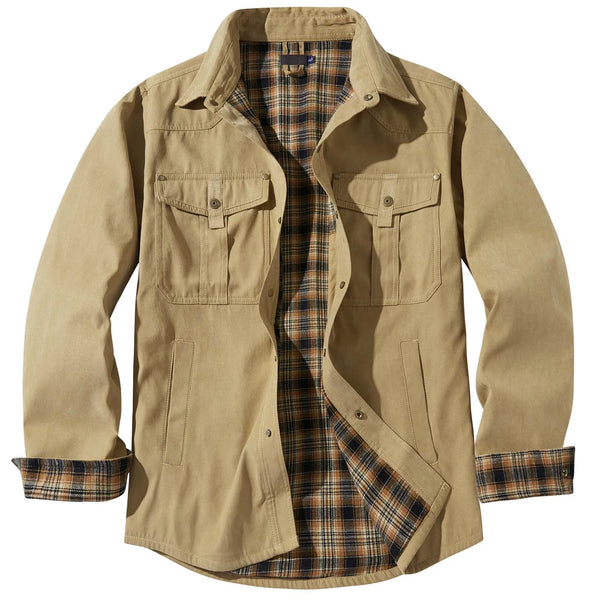 Mens Plus Size Lapel Plaid Flannel Casual Jacket European Color Jacket