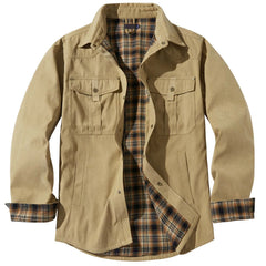 Mens Plus Size Lapel Plaid Flannel Casual Jacket European Color Jacket
