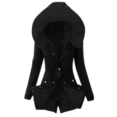 Casual Hooded Warm Down Jacket Women's Slim Fit Furry Hooded Coats