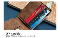 New Retro Men Short Wallet with Zipper Coin Bag Men Leather Wallet