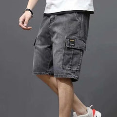 Men's Solid Color Denim Shorts, Korean Version Of The Trend Cargo Poplin Pants
