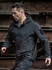 Men's Waterproof Tactical Softshell Jacket Winter Warm Fleece Hooded Coat