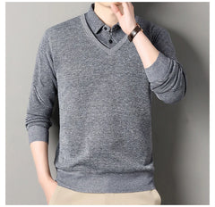Men's Fleece Lining Sweater Autumn Winter Pullover Polo Shirt Top Clothes