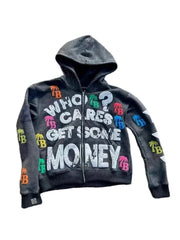 Men Gothic Hoodies Vintage Washing Letter Printed Hoodie Sweatshirt