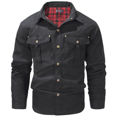 Mens Plus Size Lapel Plaid Flannel Casual Jacket European Color Jacket