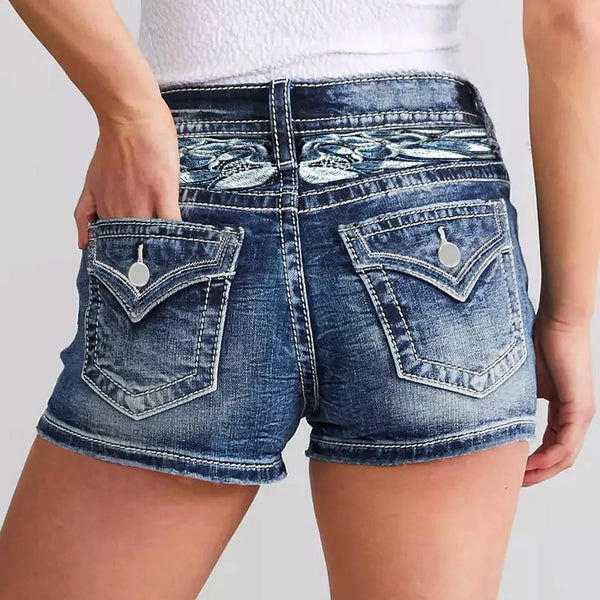 High Waist Denim Shorts Slim Fit Wrap Hip Women Jeans Pants