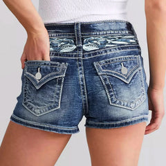 High Waist Denim Shorts Slim Fit Wrap Hip Women Jeans Pants