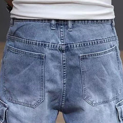 Men's Solid Color Denim Shorts, Korean Version Of The Trend Cargo Poplin Pants