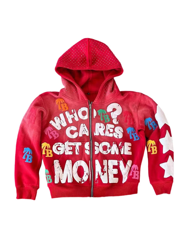 Men Gothic Hoodies Vintage Washing Letter Printed Hoodie Sweatshirt