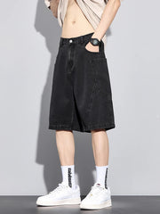 Men's Summer Denim Cargo Shorts Big Size Straight Baggy Jeans Shorts