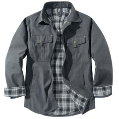 Mens Plus Size Lapel Plaid Flannel Casual Jacket European Color Jacket