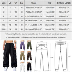 Mens Casual Sports Cargo Pants Woven Pocket Foot Rope Street Tie Solid Pants