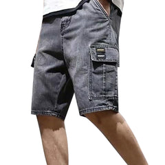 Men's Solid Color Denim Shorts, Korean Version Of The Trend Cargo Poplin Pants