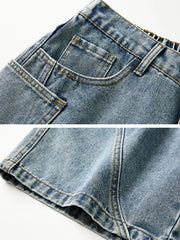 Men's Summer Denim Cargo Shorts Big Size Straight Baggy Jeans Shorts